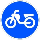 Imagen de la pregunta: Conduces una motocicleta y ves esta señal a la entrada de una vía. ¿Puedes circu