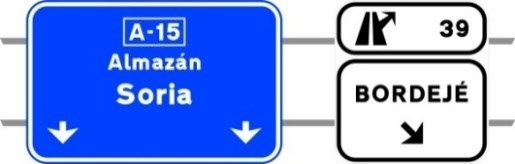 Imagen de la pregunta: Circulas por una autovía y ves estos carteles. ¿Por qué el de la salida 39, haci