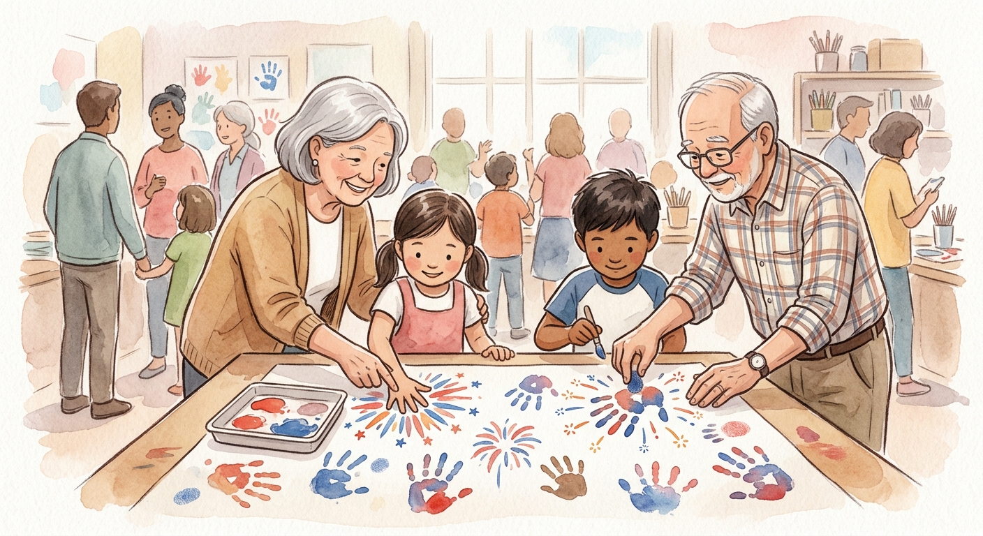 Patriotic Handprint Fireworks