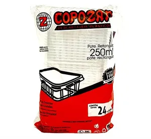 Pote Retangular 250ml (pp) - C/ 24 (freezer/micro-ondas)