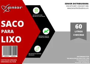 Saco Lixo - Preto -  60l (leve) - C/100  (60x70) - 0,04