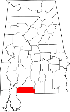 Map Of Alabama Highlighting Escambia County
