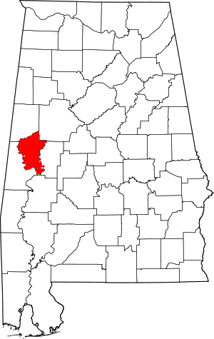 Map Of Alabama Highlighting Greene County