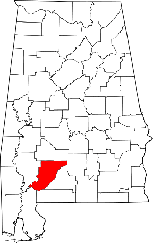 Map Of Alabama Highlighting Monroe County