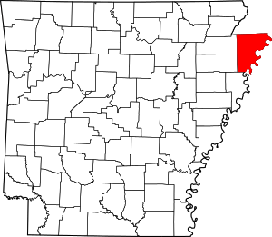 Map Of Arkansas Highlighting Mississippi County