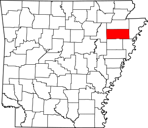 Map Of Arkansas Highlighting Poinsett County