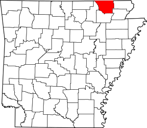 Map Of Arkansas Highlighting Randolph County