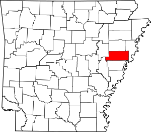 Map Of Arkansas Highlighting Saint Francis County