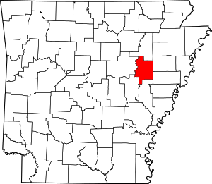 Map Of Arkansas Highlighting Woodruff County