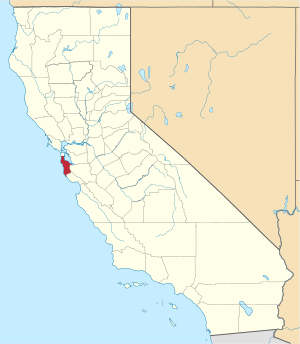 Map Of California Highlighting San Mateo County