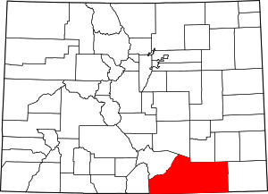 Map Of Colorado Highlighting Las Animas County