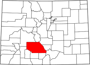 Map Of Colorado Highlighting Saguache County