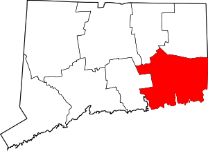 Map Of Connecticut Highlighting New London County