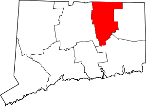 Map Of Connecticut Highlighting Tolland County