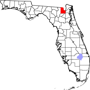 Map Of Florida Highlighting Baker County