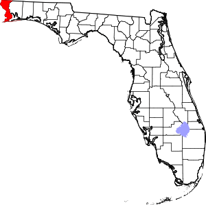 Map Of Florida Highlighting Escambia County