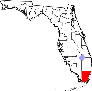 Map Of Florida Highlighting Miami-Dade County