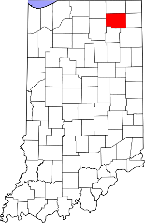 Map Of Indiana Highlighting Noble County