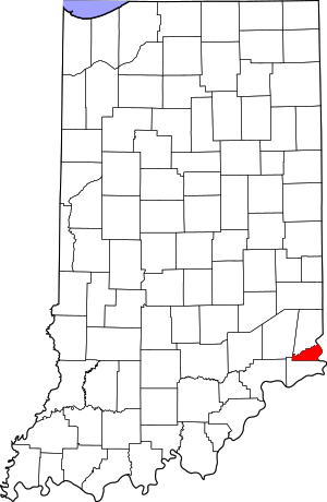 Map Of Indiana Highlighting Ohio County