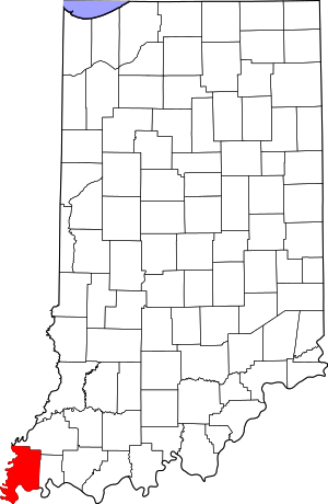 Map Of Indiana Highlighting Posey County