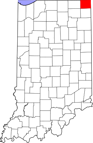 Map Of Indiana Highlighting Steuben County