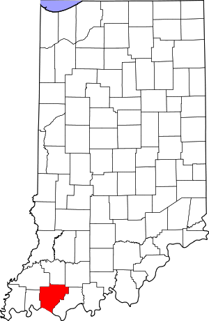 Map Of Indiana Highlighting Warrick County