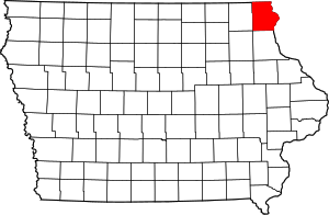 Map Of Iowa Highlighting Allamakee County