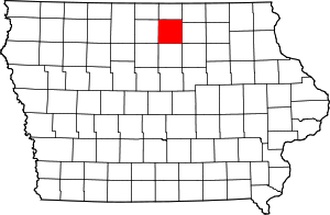 Map Of Iowa Highlighting Cerro Gordo County