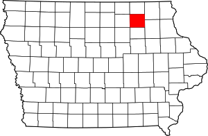 Map Of Iowa Highlighting Chickasaw County