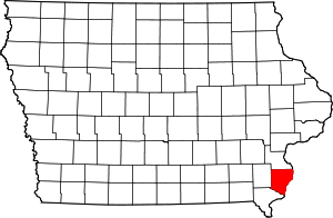 Map Of Iowa Highlighting Des Moines County