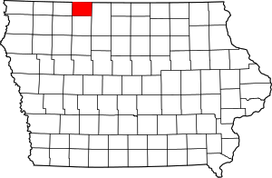 Map Of Iowa Highlighting Emmet County