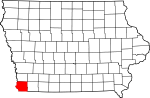 Map Of Iowa Highlighting Fremont County