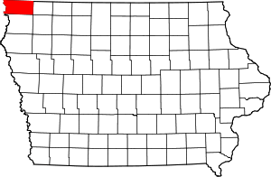 Map Of Iowa Highlighting Lyon County