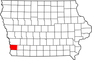 Map Of Iowa Highlighting Mills County