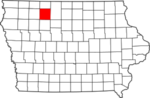 Map Of Iowa Highlighting Palo Alto County