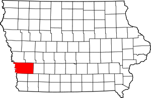 Map Of Iowa Highlighting Pottawattamie County