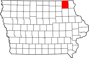 Map Of Iowa Highlighting Winneshiek County