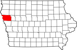 Map Of Iowa Highlighting Woodbury County