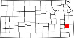 Map Of Kansas Highlighting Allen County