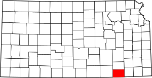 Map Of Kansas Highlighting Chautauqua County