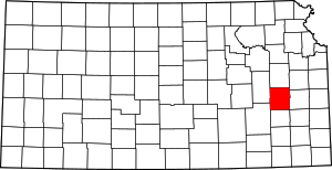 Map Of Kansas Highlighting Coffey County