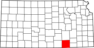 Map Of Kansas Highlighting Cowley County