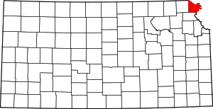 Map Of Kansas Highlighting Doniphan County