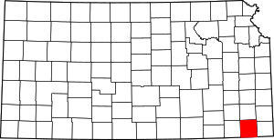 Map Of Kansas Highlighting Labette County