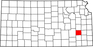 Map Of Kansas Highlighting Woodson County