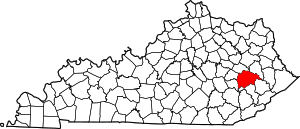 Map Of Kentucky Highlighting Breathitt County