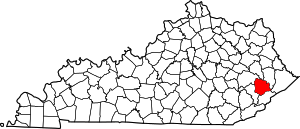 Map Of Kentucky Highlighting Knott County