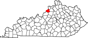 Map Of Kentucky Highlighting Oldham County