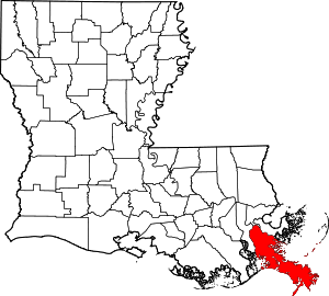 Map Of Louisiana Highlighting Plaquemines Parish