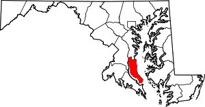 Map Of Maryland Highlighting Calvert County